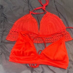 Xhilaration Vibrant Orange Bikini Top